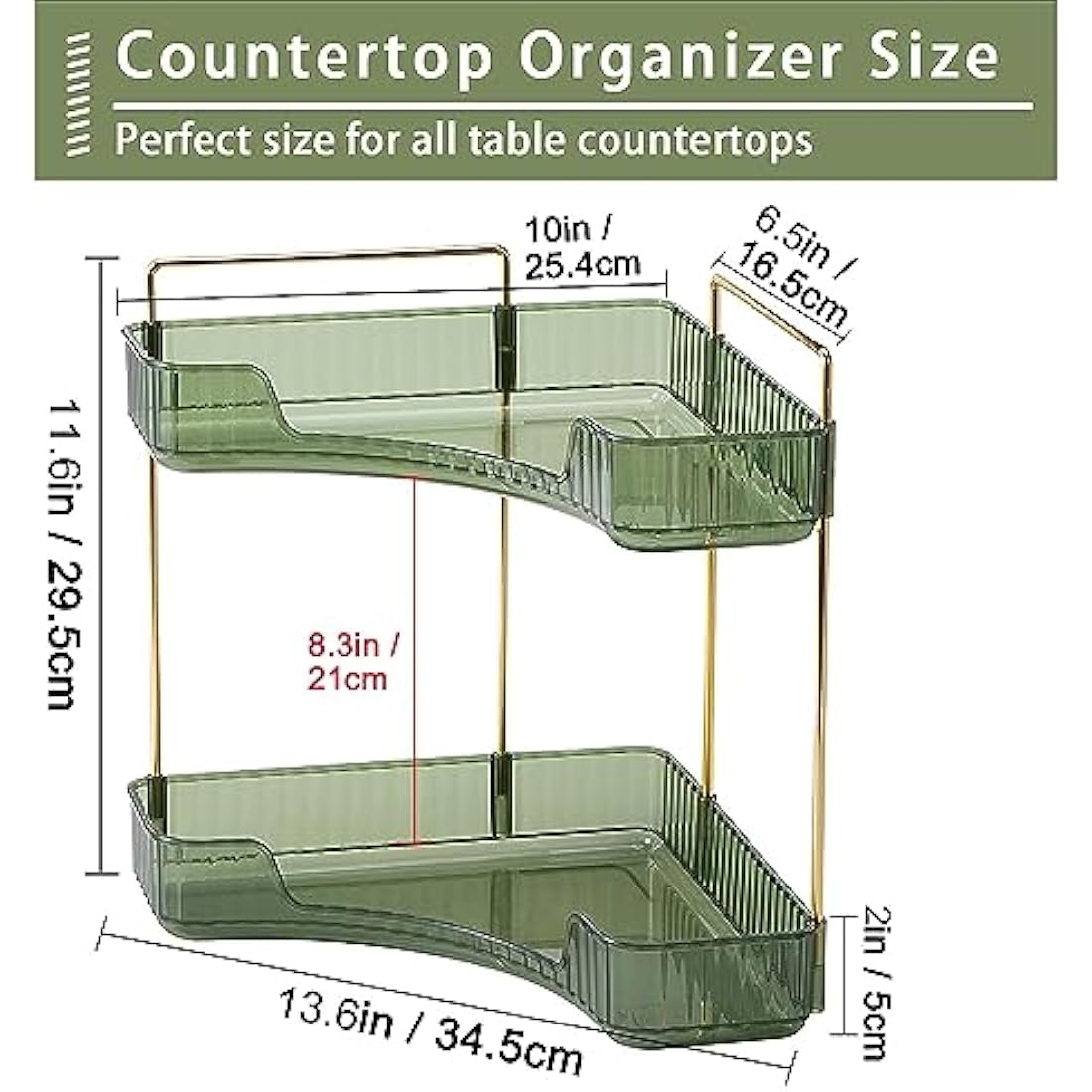 Baoswi 2-Tier Corner Makeup Organiser | Green Skincare & Perfume Shelf