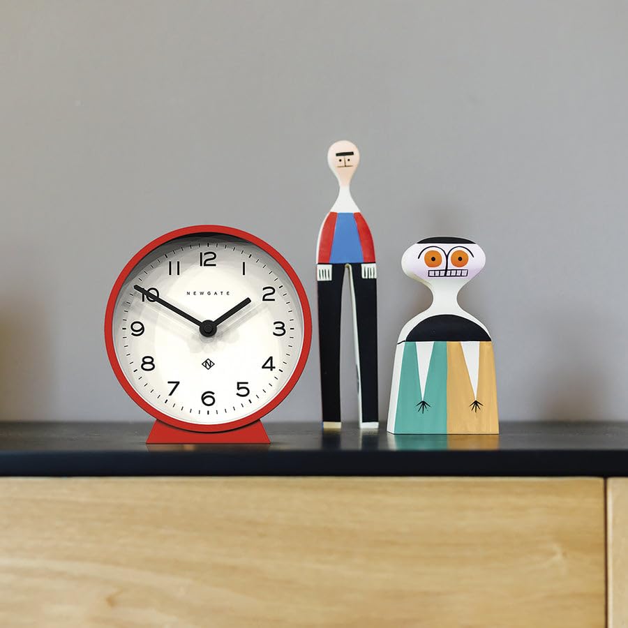 Newgate M Mantel Silent Sweep Clock | Modern Minimalist Desk Clock - Red