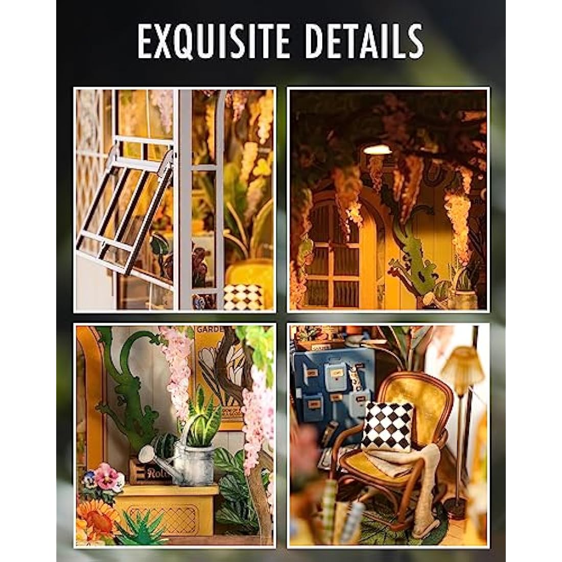 Rolife Gardenhouse Book Nook Kit – DIY 3D Miniature House with LED Lights