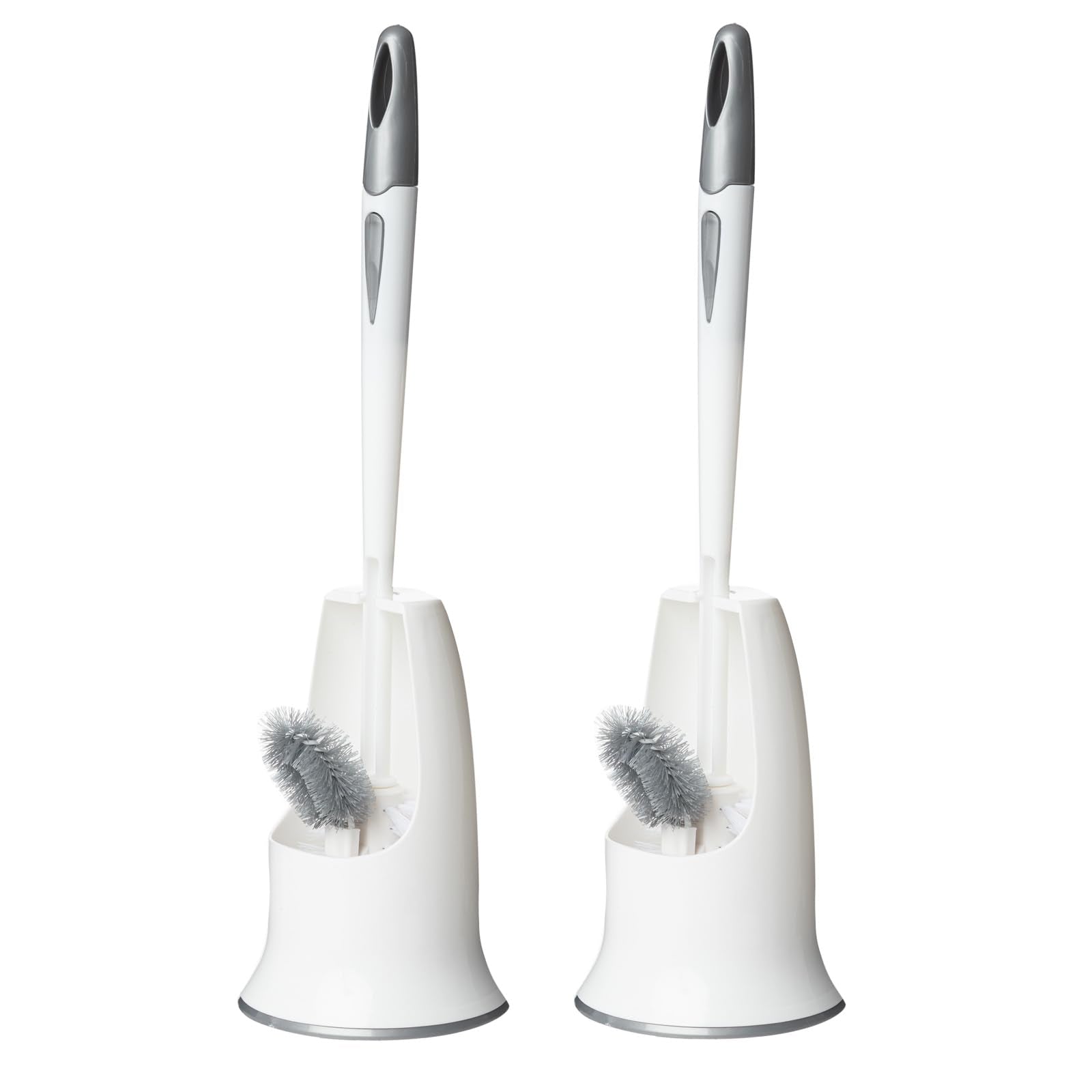 Ryhiac 2-Pack Toilet Brush with Holder | Double Head Scrubber - Grey