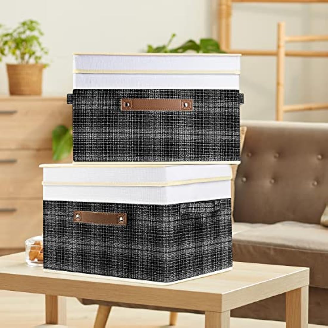 Collapsible Fabric Storage Boxes with Lids - Set of 5