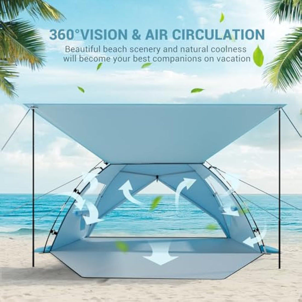 Elegear Beach Tent | 4-5 Person Sun Shelter with UPF 50+ Canopy