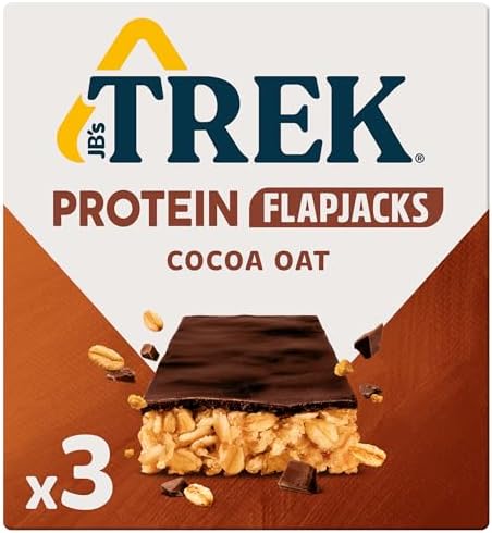 Trek Cocoa Chocolate Oat Protein Flapjacks – 12 Pack (150g Bars)