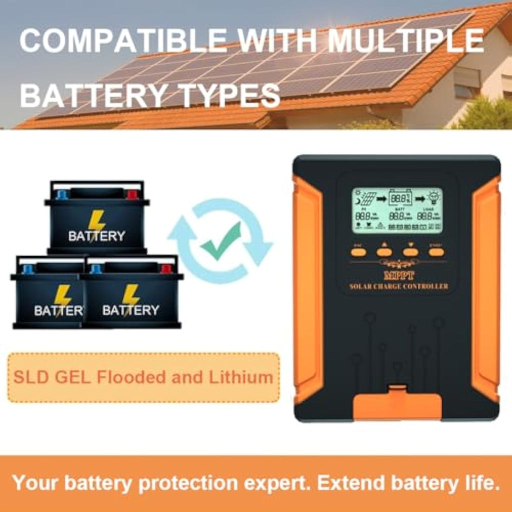 SolaMr 60A MPPT Solar Charge Controller 12V-48V for Lithium & Gel
