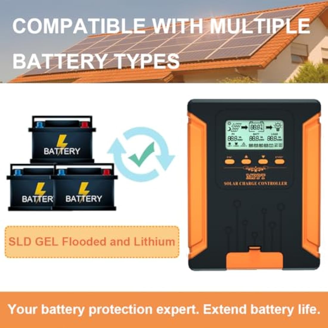 SolaMr 60A MPPT Solar Charge Controller 12V-48V for Lithium & Gel