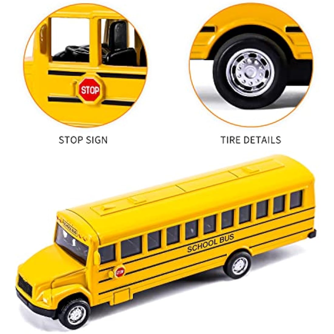 XINGANER 2-Pack Die-cast School Bus – 5.5 Inch Pull Back Alloy Toy
