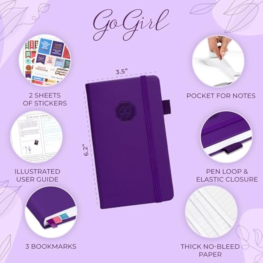 GoGirl Pocket Weekly Planner – Undated Goal Organizer & Agenda, Purple