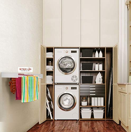 Step Up Wall Mounted Retractable Clothes Drying Rack | 70cm White – 20kg