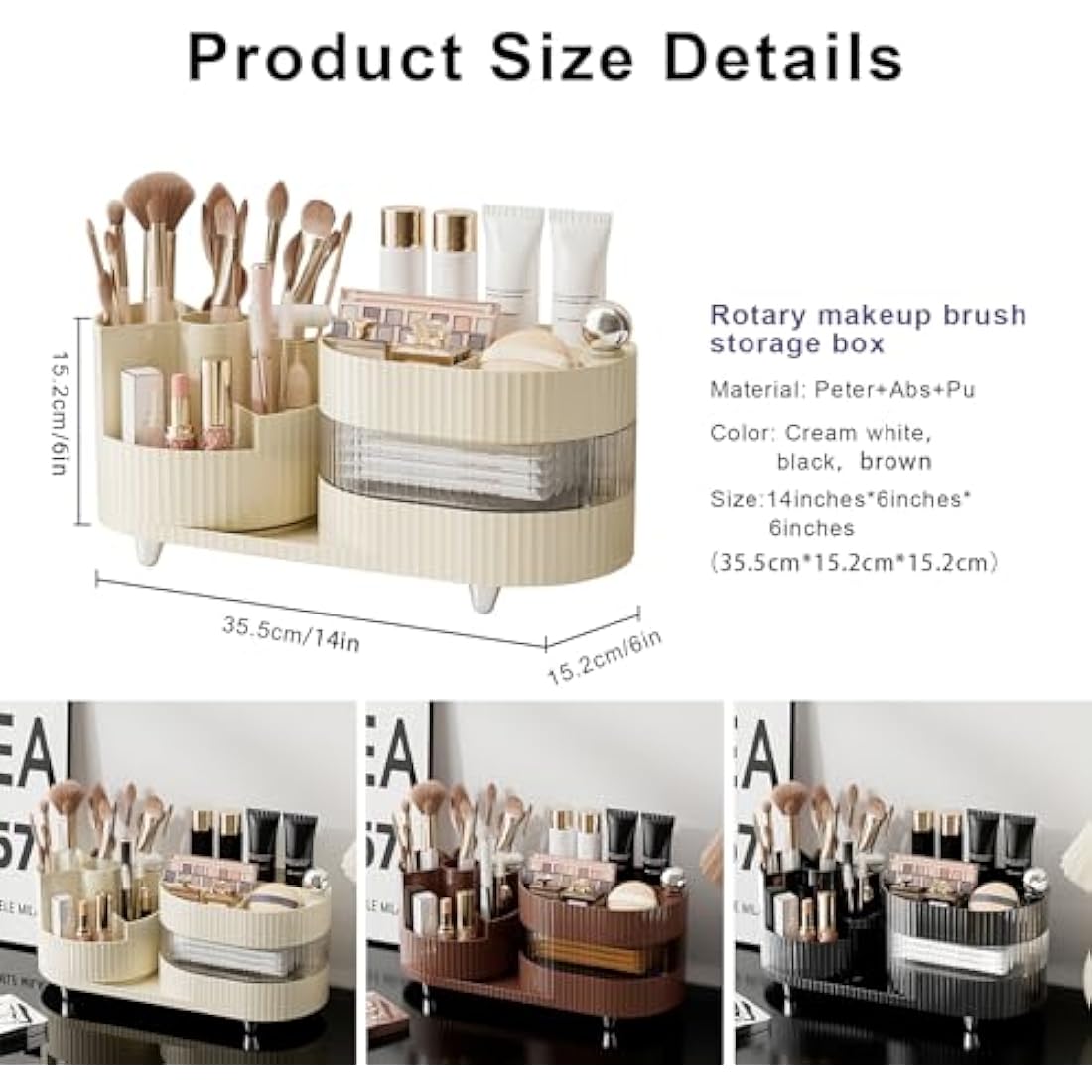360° Rotating Makeup Organiser | Large Cosmetic Storage Case