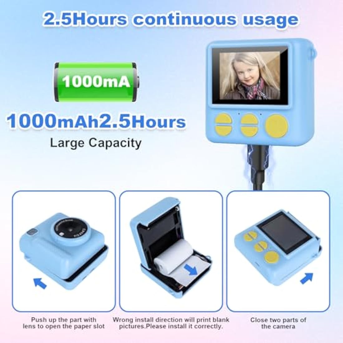 NICEWIN Kids Instant Print Camera - 1080P HD Digital Toy with 32GB Card