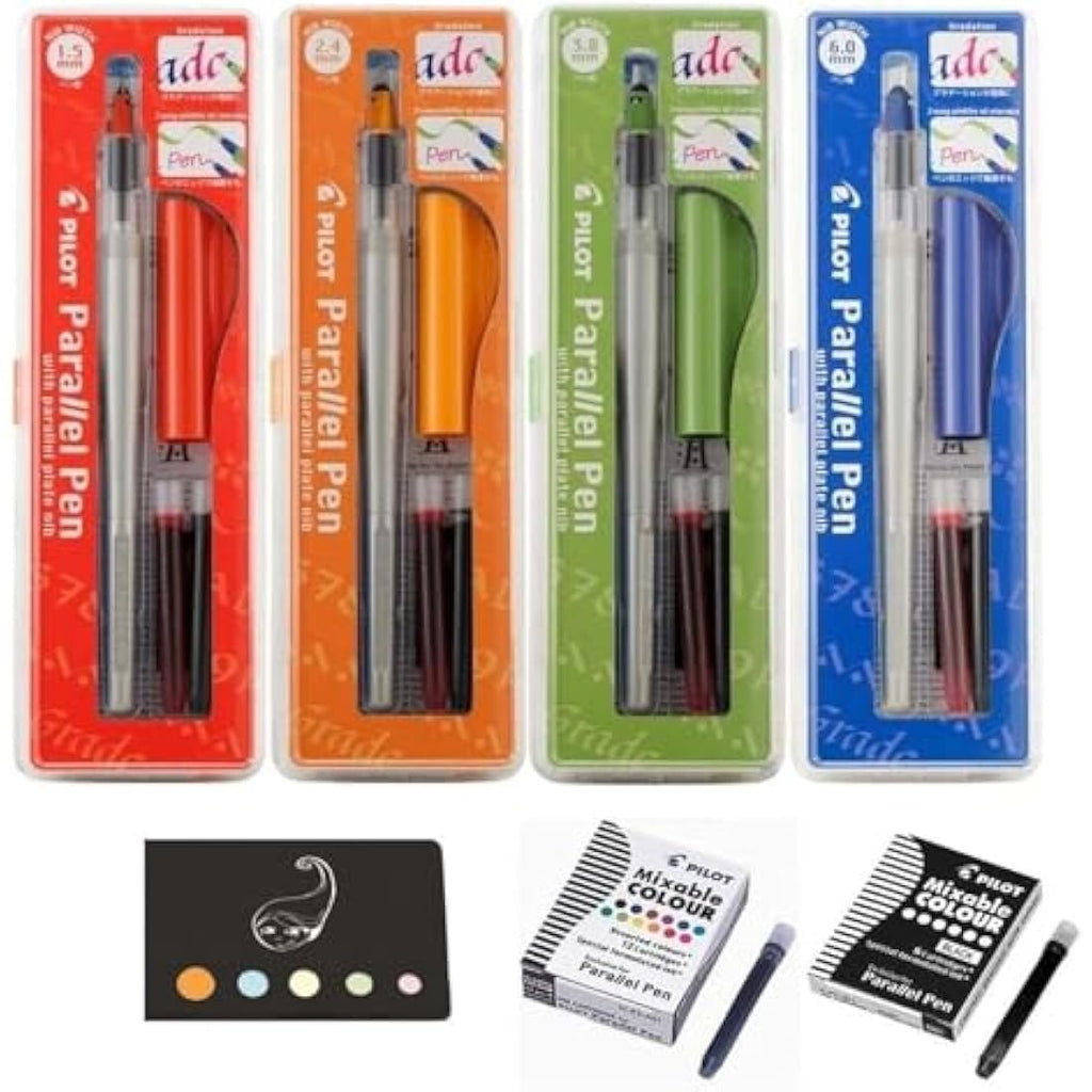 Pilot Parallel Pen Calligraphy Set - 4 Nib Sizes with 18 Ink Cartridges