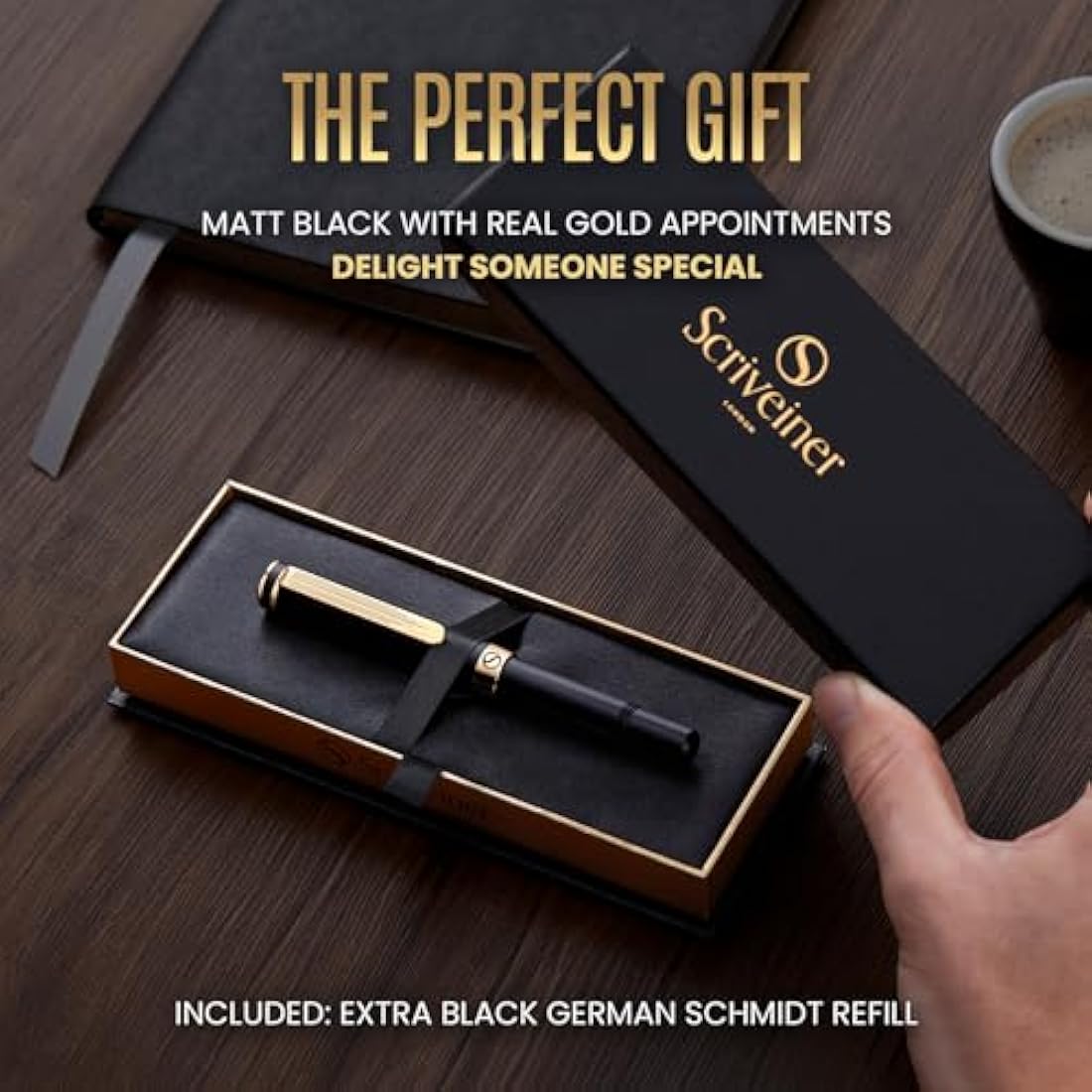 Luxury Rollerball EDC Pen – Black with Real Gold Plating