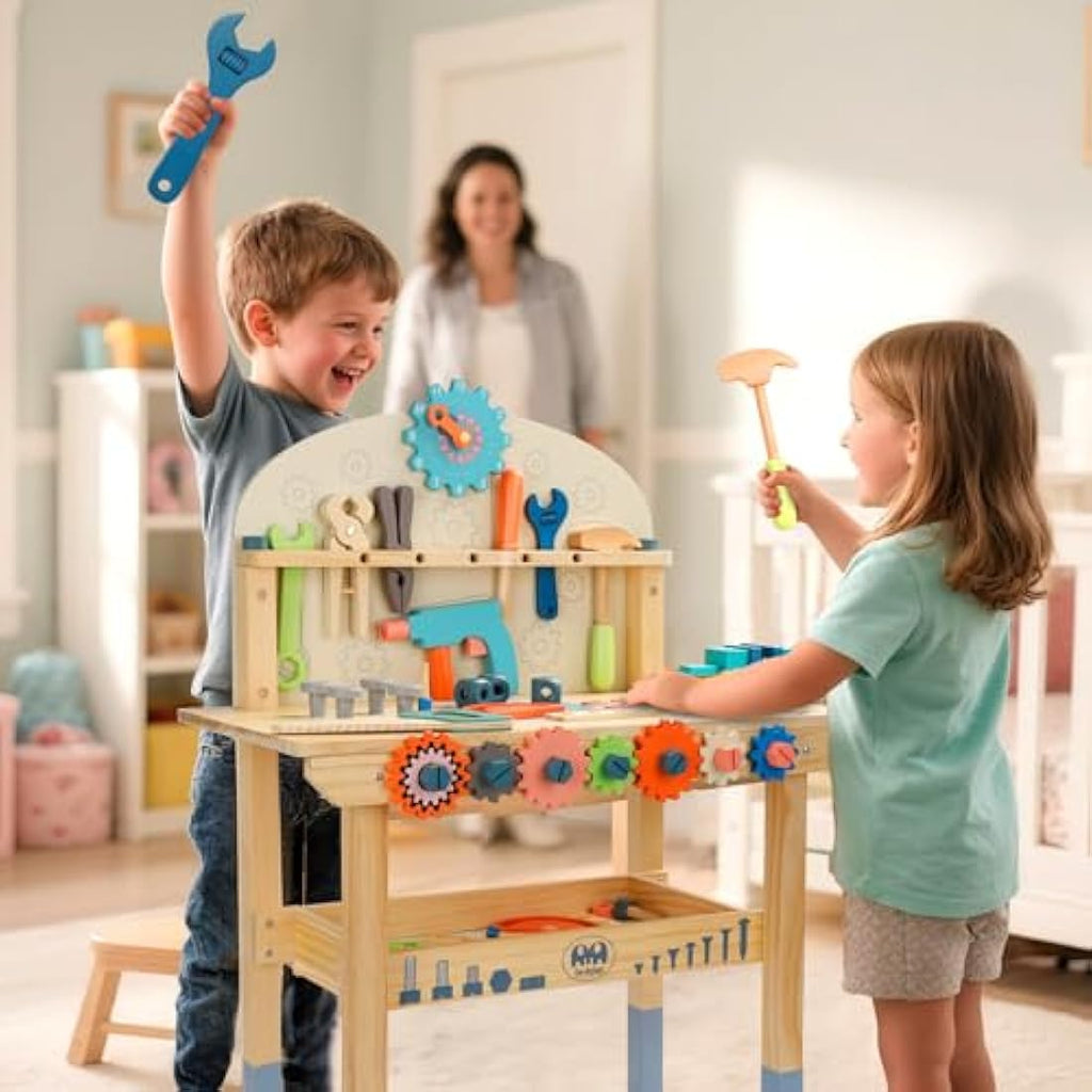 Wooden Kids Tool Bench – Educational Toy Workbench Set