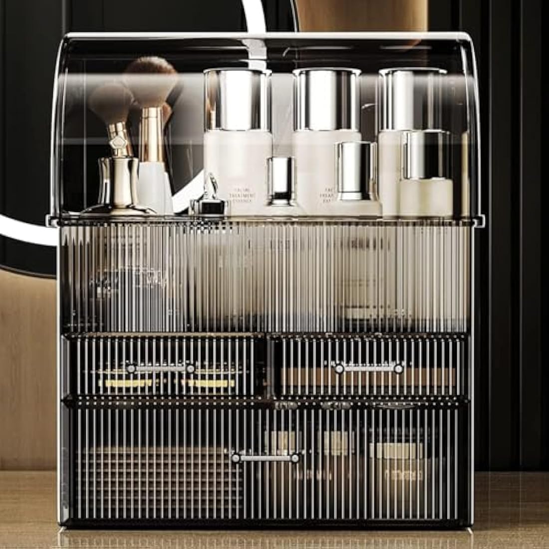 SIOOUI Acrylic Makeup Organizer | XL Waterproof Cosmetic Storage Case