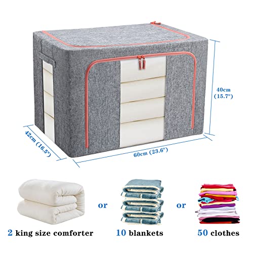 FUSACONY Foldable Closet Organizers | 100L Oxford Cloth Storage Bins, 2 Pack