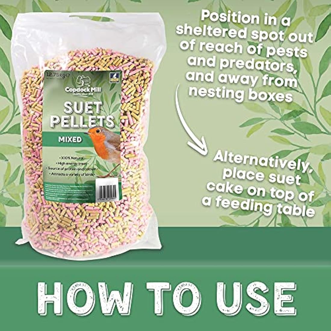 Copdock Mill Mixed Suet Pellets Wild Bird Food – 40% Fat Content – 12.75kg