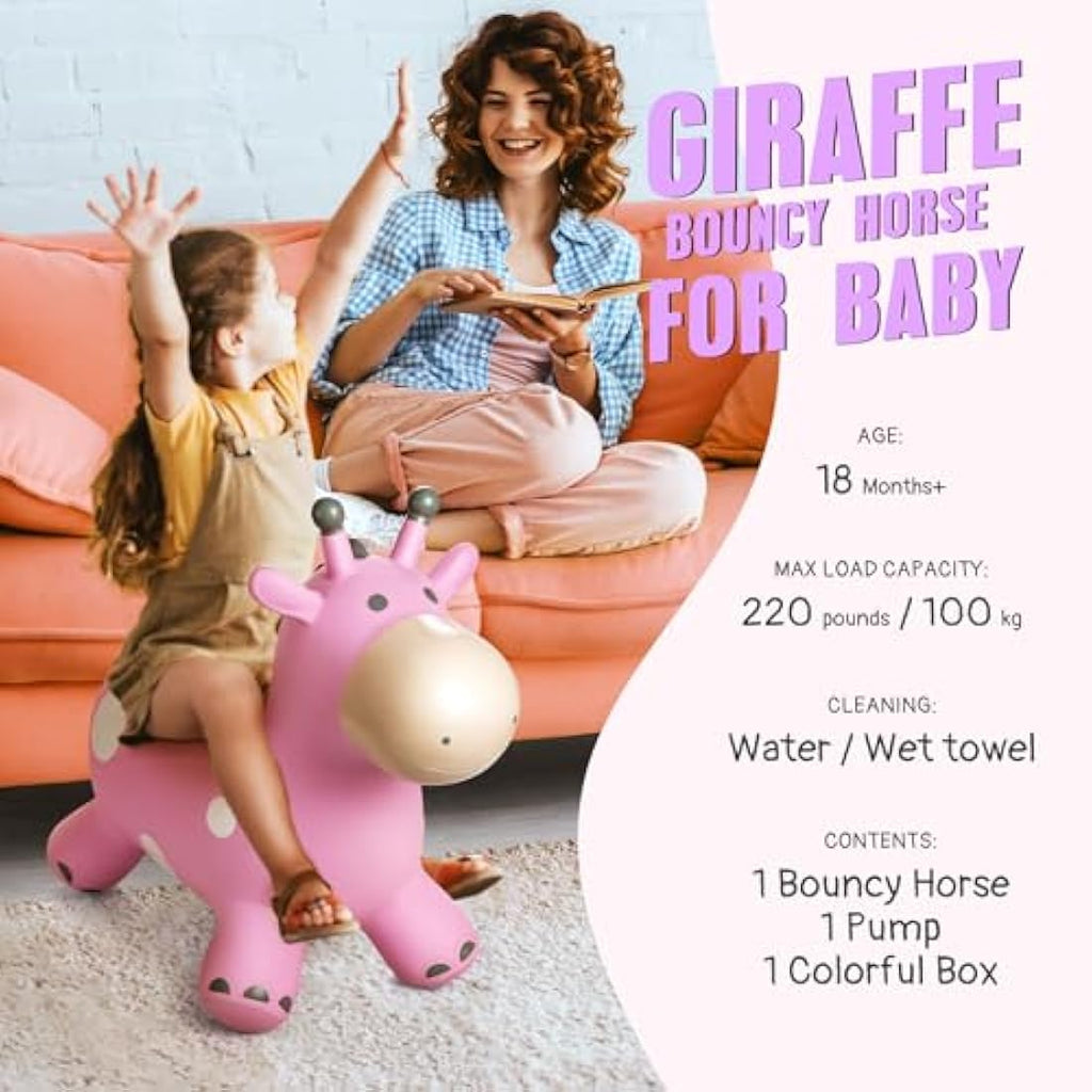 Inflatable Giraffe Bouncy Horse Hopper – Toddler Ride-on Toy
