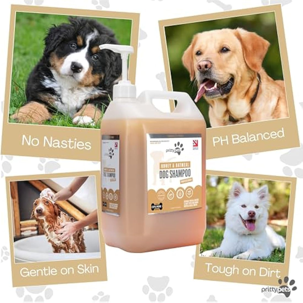 Pritty Pets Oatmeal Dog Shampoo – 5L Professional PH Balanced Puppy Formula