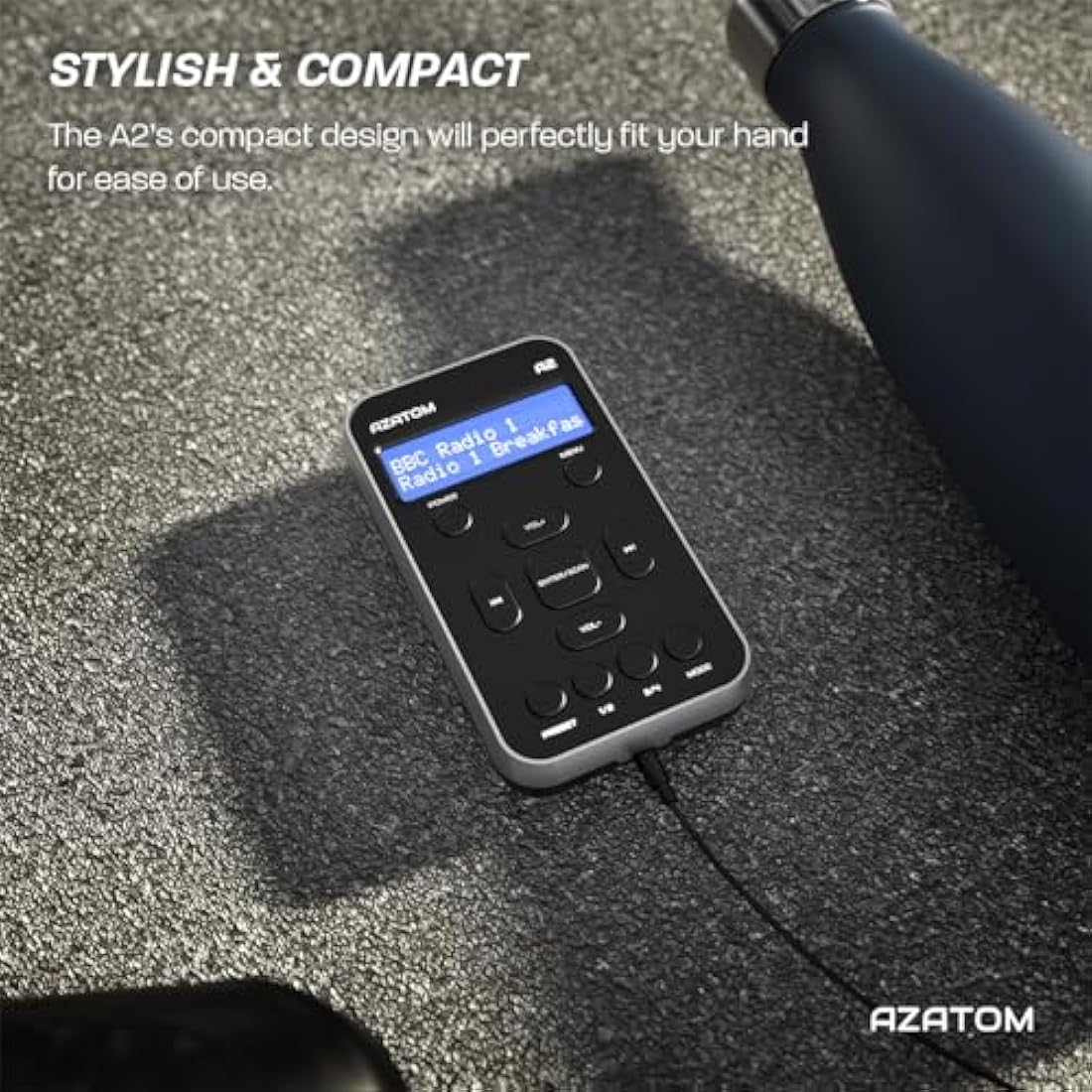 Azatom A2 Portable DAB/DAB+ & FM Digital Radio with Sports Earphones - Silver