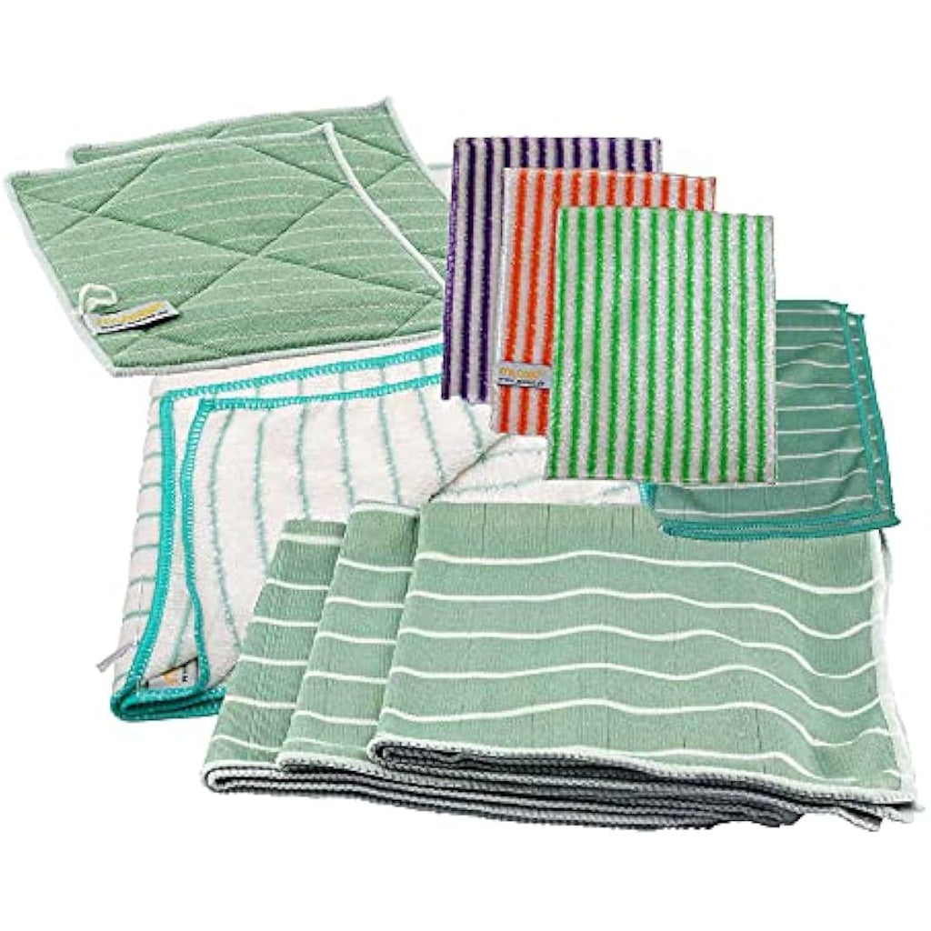 Bamboo Cleaning Towel Set – 11pc Streak-Free Glass Cloths