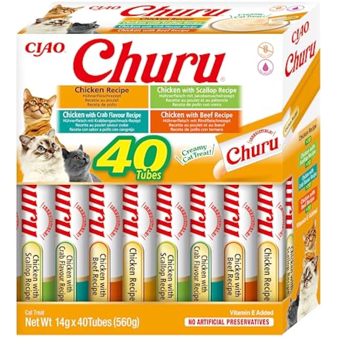 Inaba Churu Chicken Variety Cat Treats – Grain-Free Puree (40 Pack)