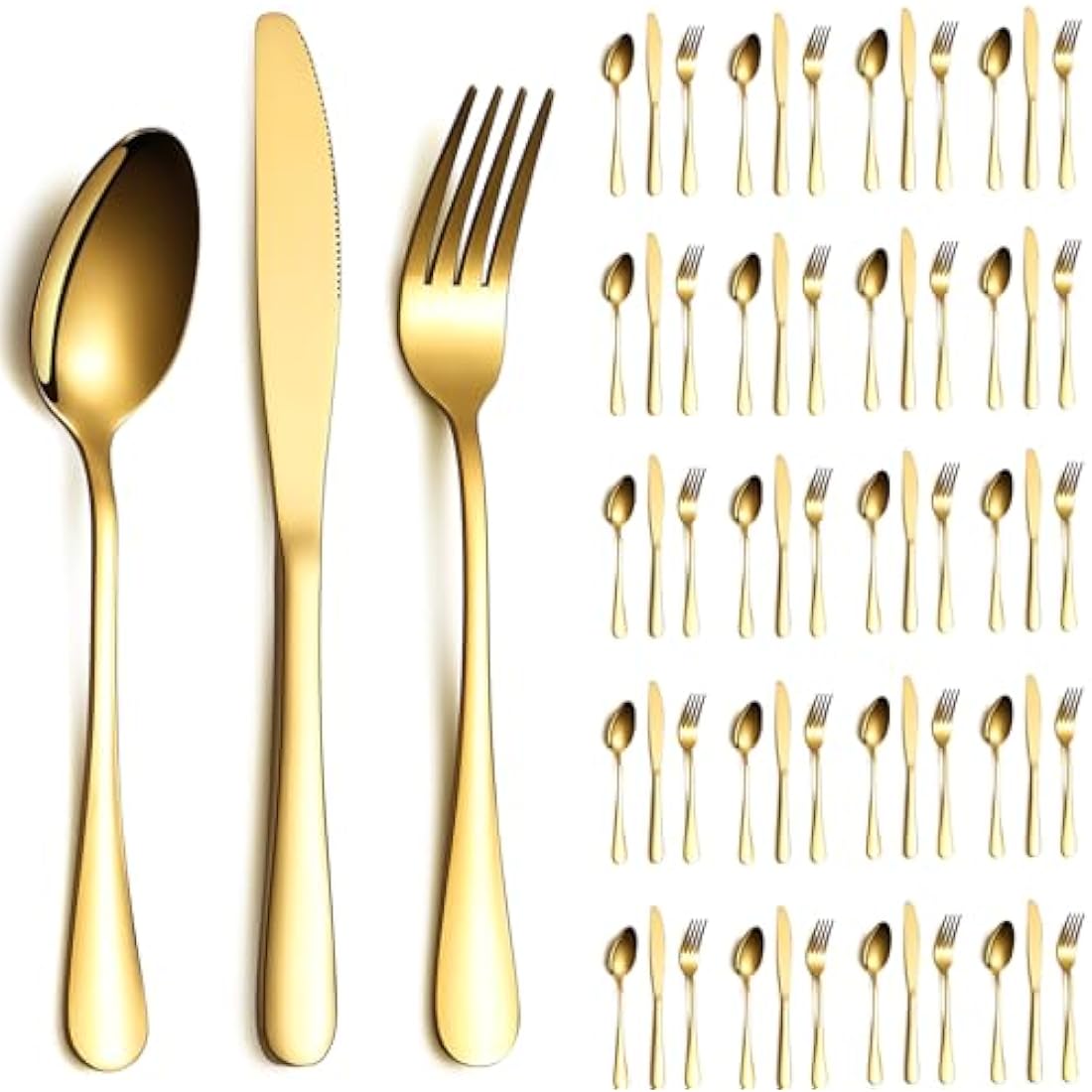 Gold Cutlery Set – 60-Piece Stainless Steel Flatware for 20