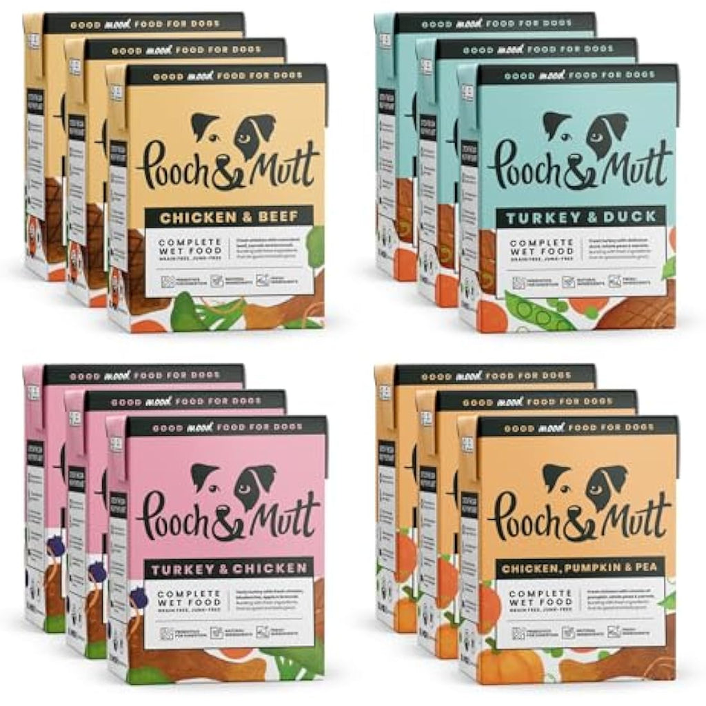 Pooch & Mutt Grain-Free Wet Dog Food Variety Pack - 12 x 375g Cartons