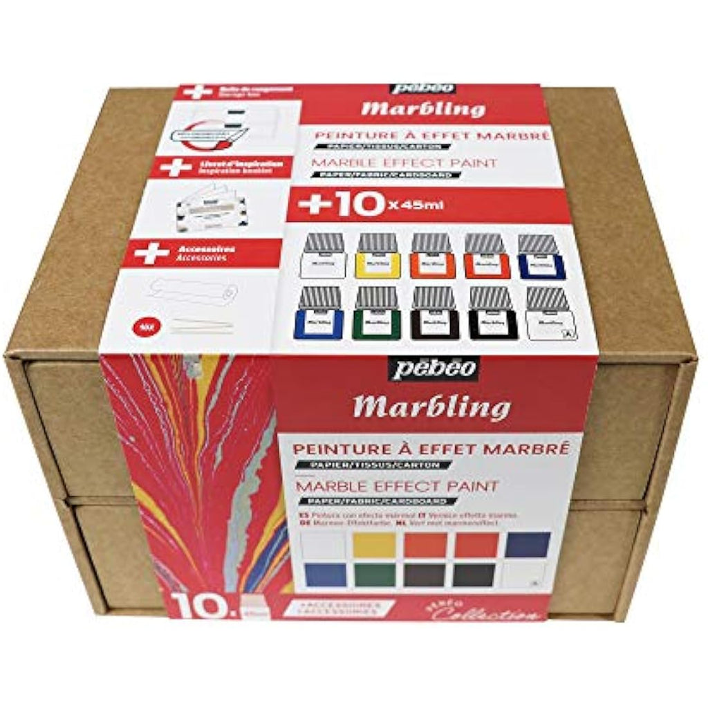 Pébéo Marbling Collection Set - 10 x 45ml Assorted Water-Based Paint Kit
