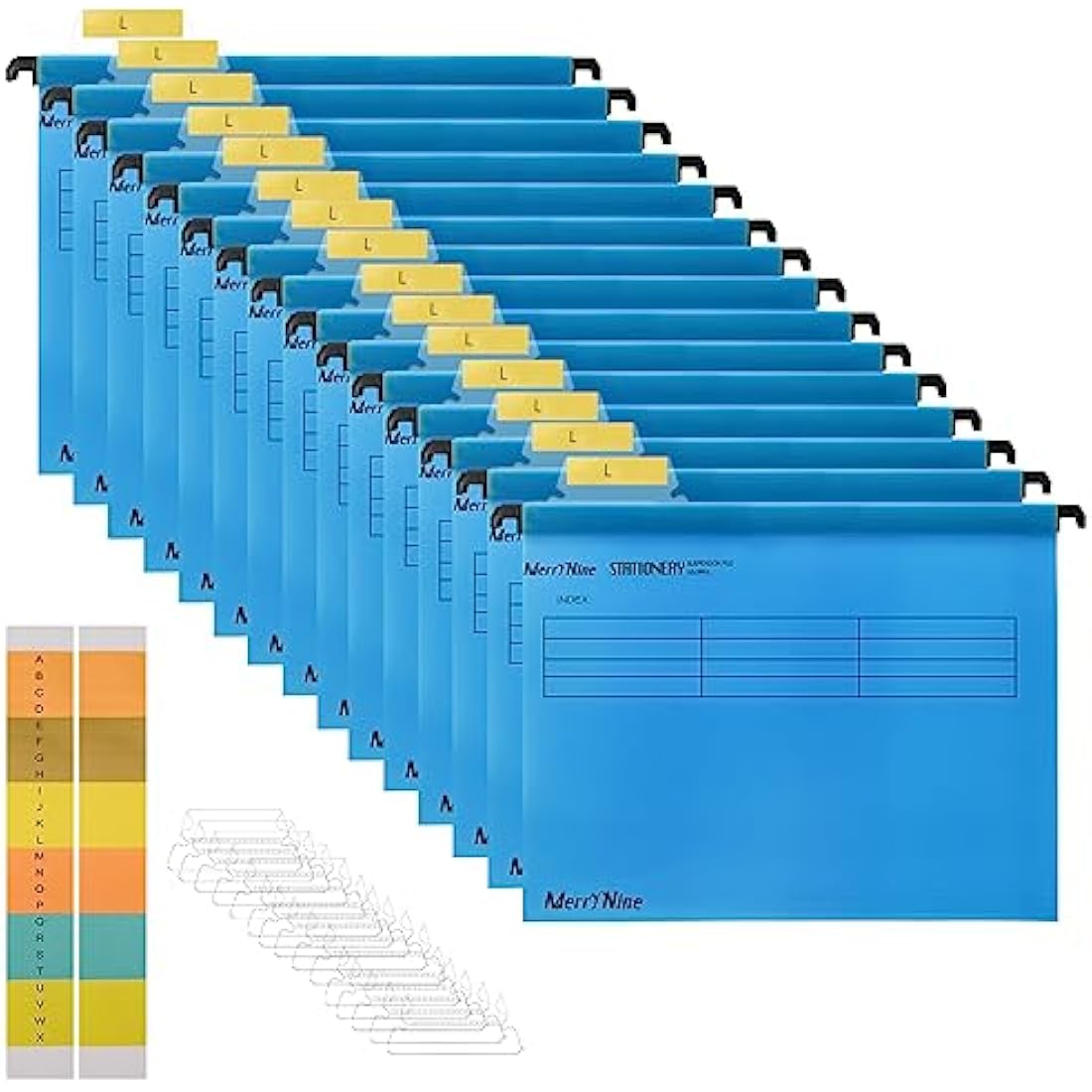 MerryNine 15PCS Foolscap Suspension Files - Blue Poly Hanging Folders