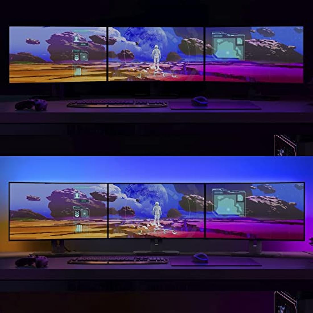 Philips Hue Play Gradient PC Lightstrip | Triple 24-27" Monitor Setup