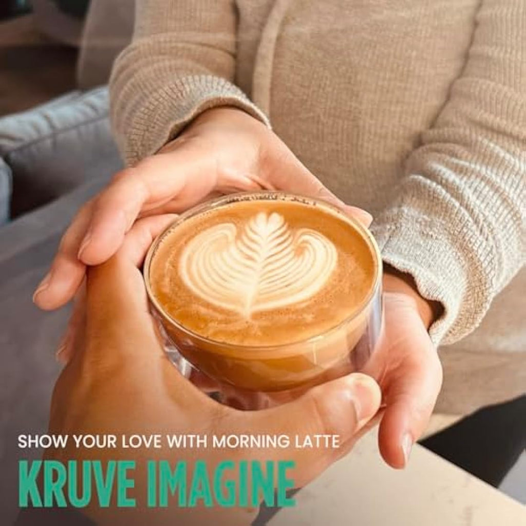 KRUVE IMAGINE Double-Wall Glass Latte Art Cups - 8.5oz Set of 2