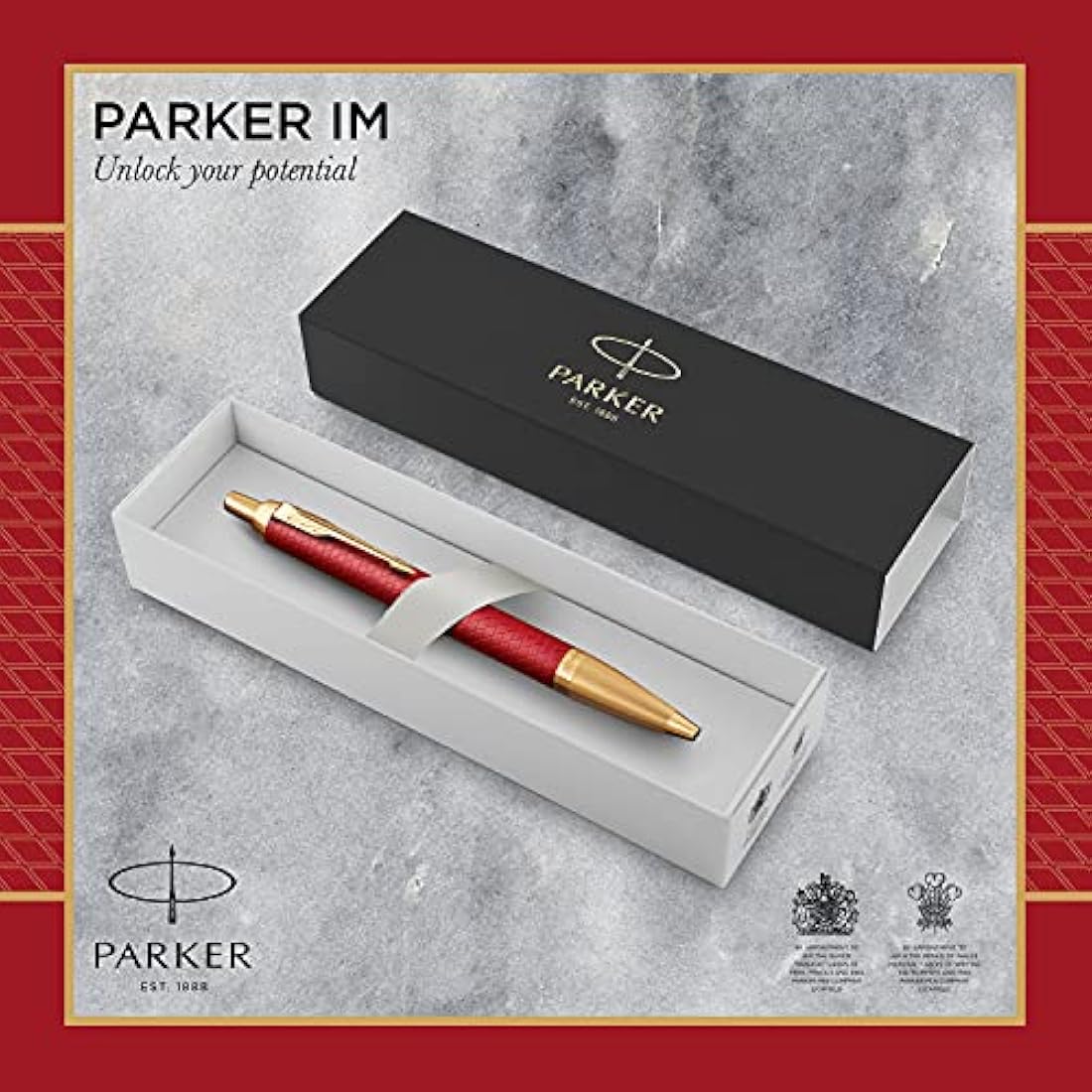 Parker IM Ballpoint Pen – Red Lacquer with Gold Trim, Medium Point