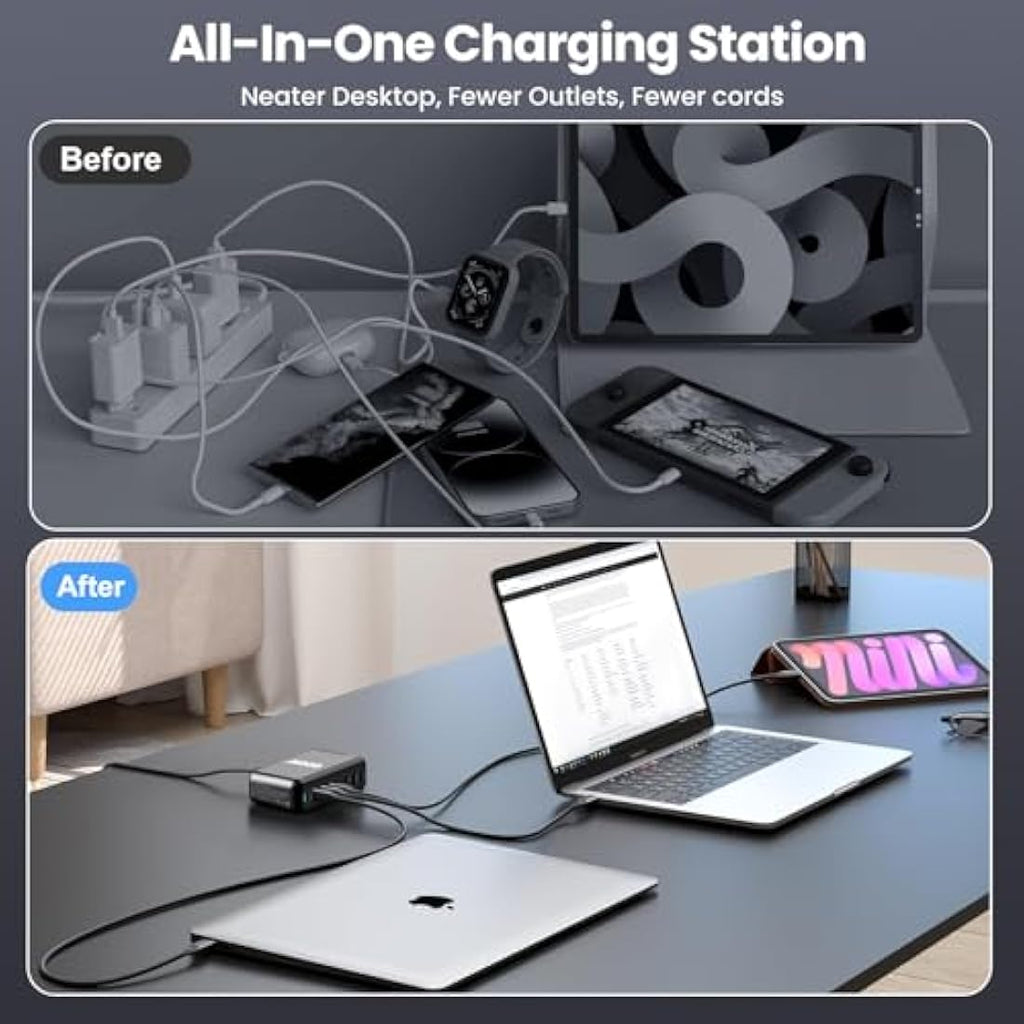 Jolof Store 600W 8-Port GaN3 USB C Fast Charging Station for Laptops