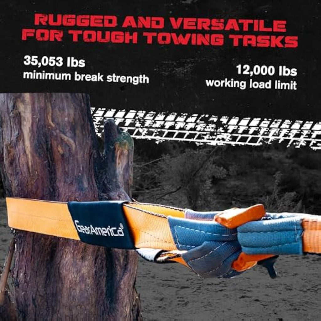 GearAmerica Tree Saver Winch Strap | 35,000 lbs Heavy Duty Towing Rope