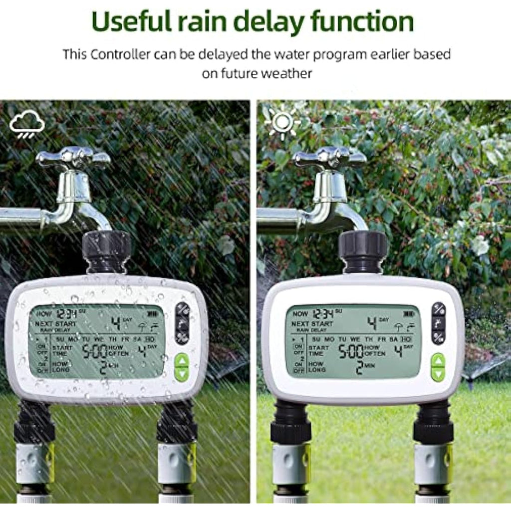 Aqualin 2-Zone Irrigation Water Hose Timer with Large FSTN LCD Screen