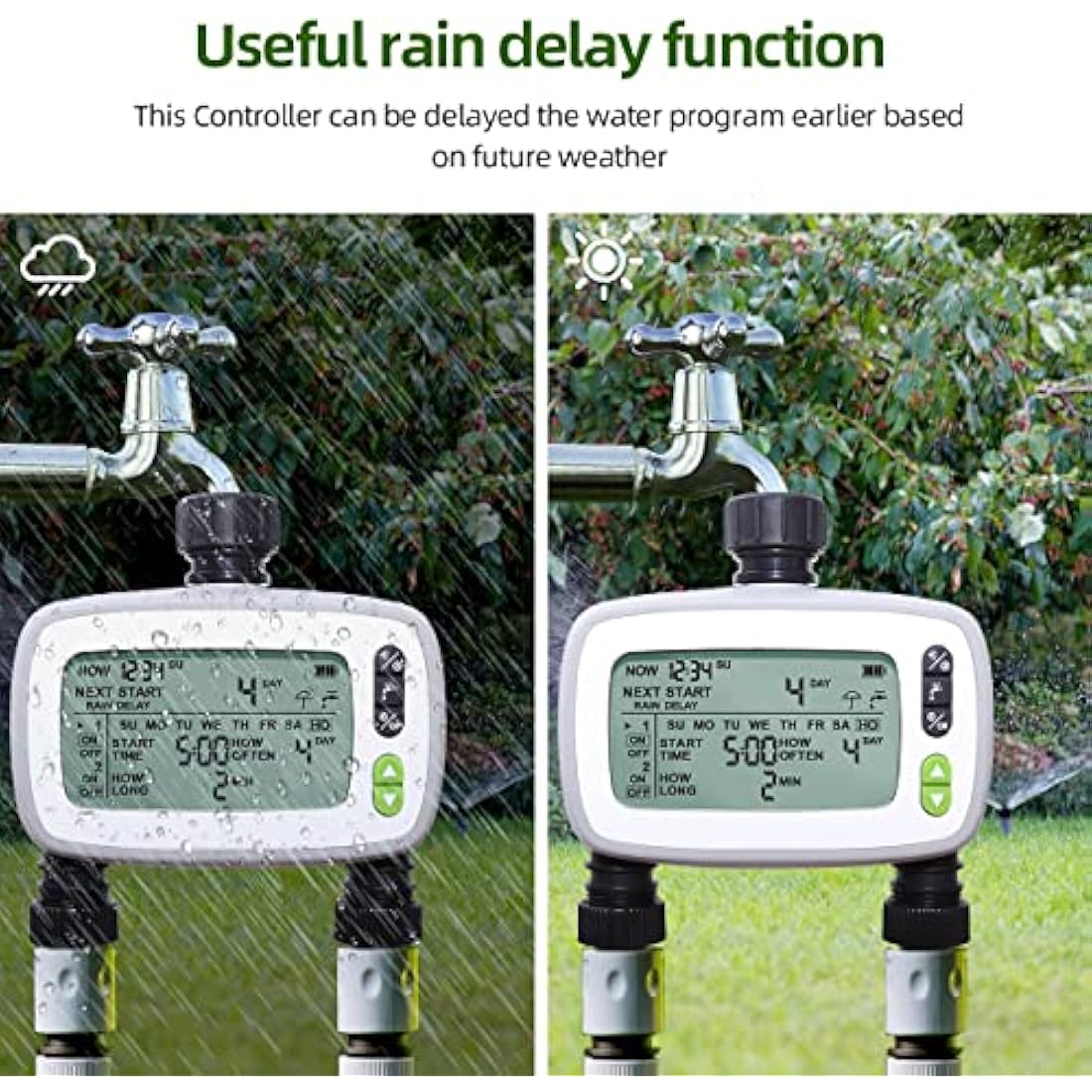 Aqualin 2-Zone Irrigation Water Hose Timer with Large FSTN LCD Screen