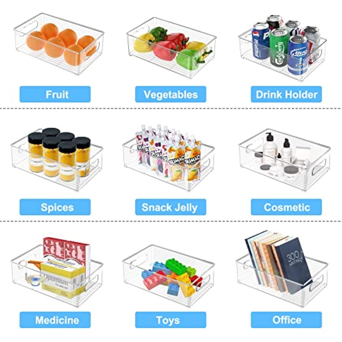 Jolof Store 9-Pack Stackable Fridge Organisers | Clear Food Storage Bins