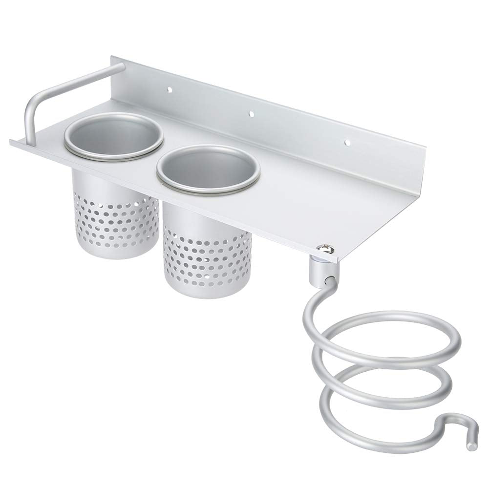 Ejoyous Wall Mounted Hair Dryer Holder | 3-Slot Aluminum Salon Organizer