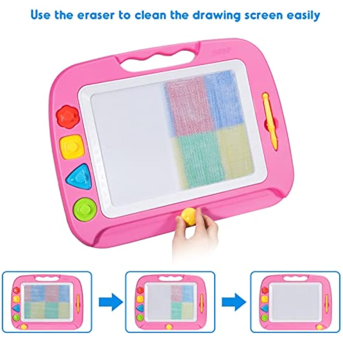 SGILE Large Magnetic Drawing Board – Pink Doodle Pad for Toddlers