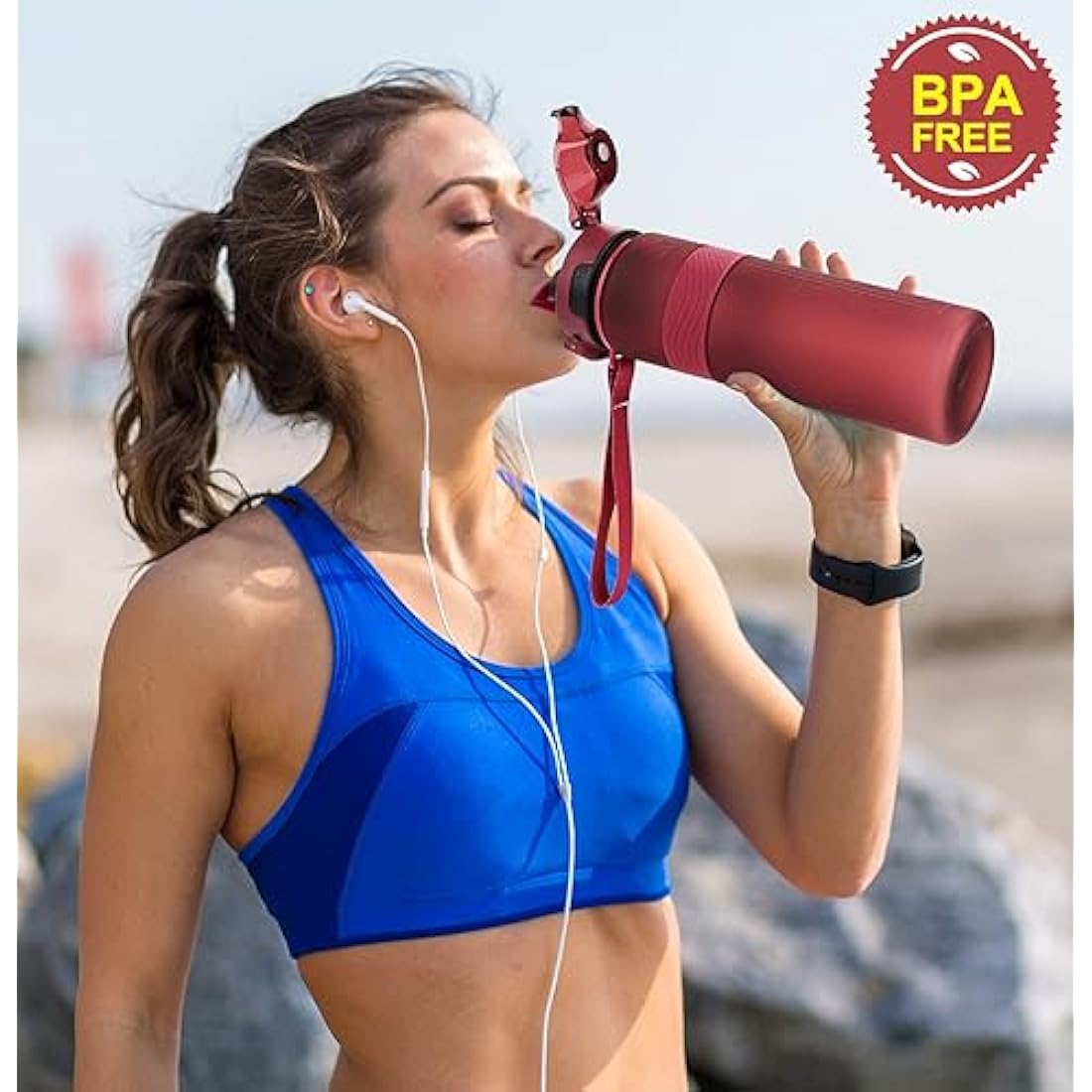 CodiCile 1L Sports Water Bottle – BPA Free Leak Proof Gym Bottle, Red