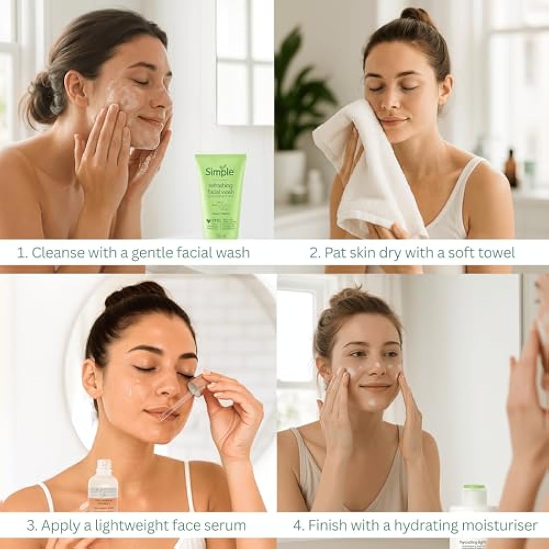 Simple Skincare Set – Hydrating Face Wash, Serum & Moisturiser Bundle