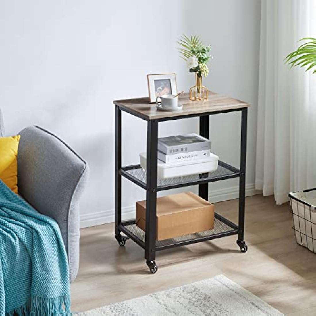 IBUYKE Industrial 3-Tier Kitchen Serving Cart - Rolling Utility Trolley