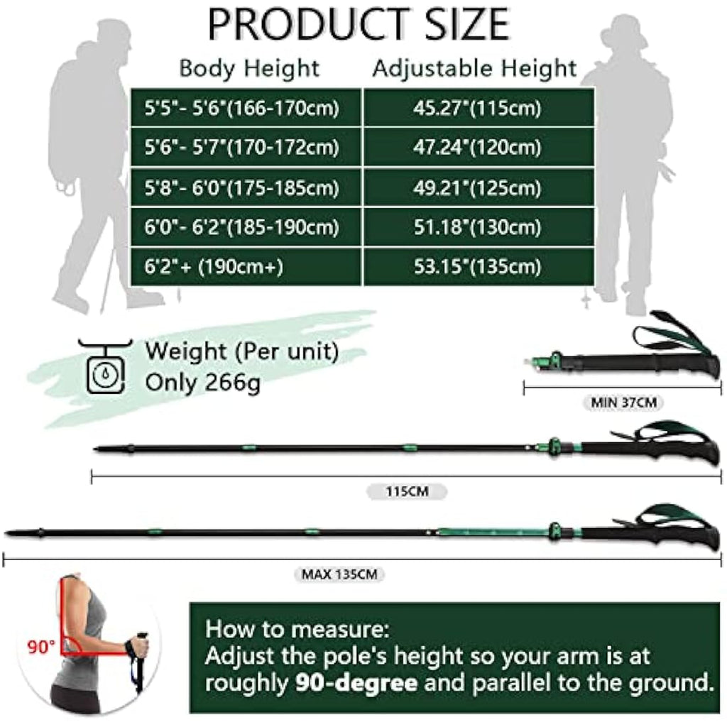 TheFitLife Collapsible Trekking Poles – Lightweight 7075 Aluminum Hiking Sticks