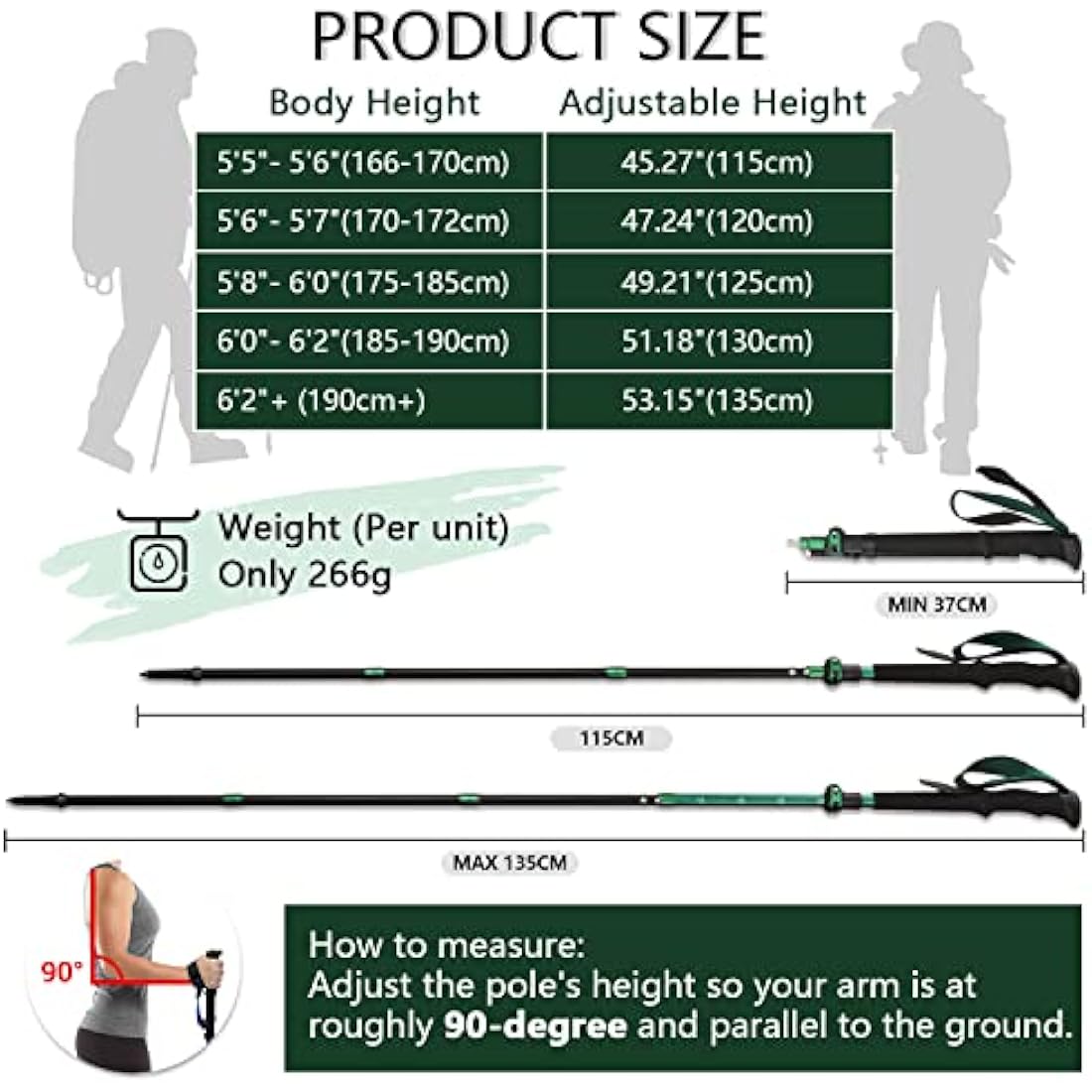 TheFitLife Collapsible Trekking Poles – Lightweight 7075 Aluminum Hiking Sticks