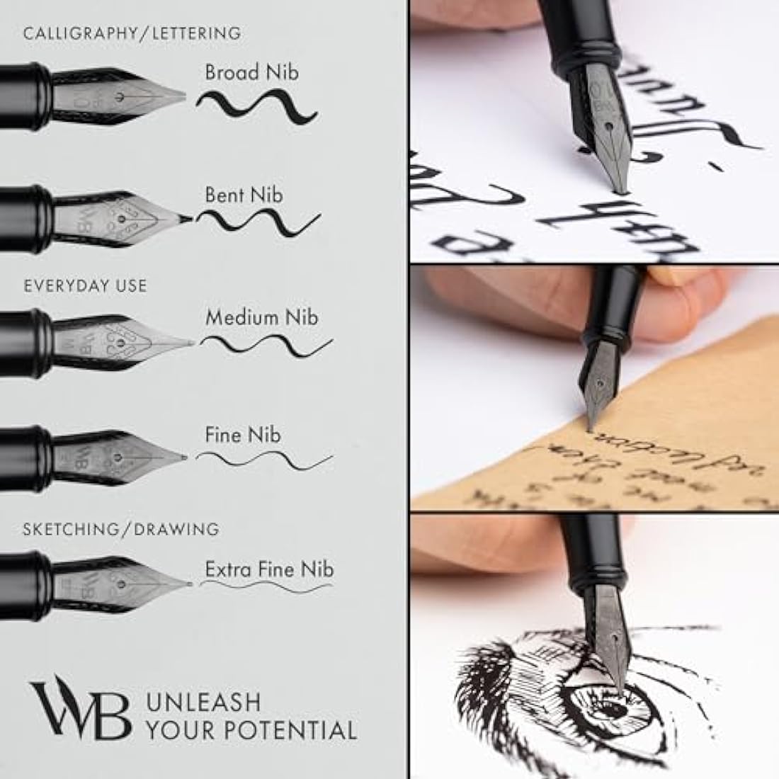 Wordsworth & Black Fountain Pen Set - Extra Fine Nib with 24 Ink Refills