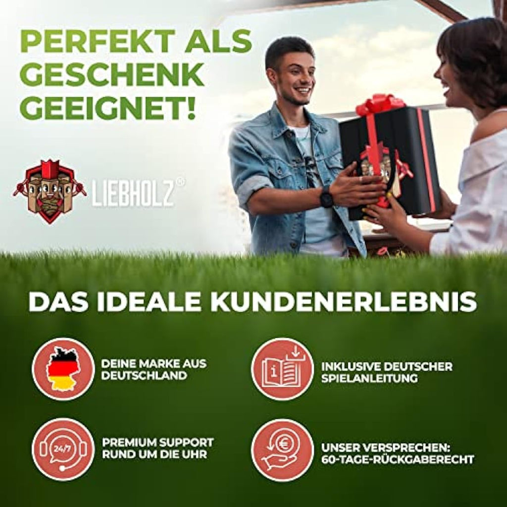 Liebholz® Kubb Wikingerspiel – FSC Gummibaumholz XL Set mit Tasche