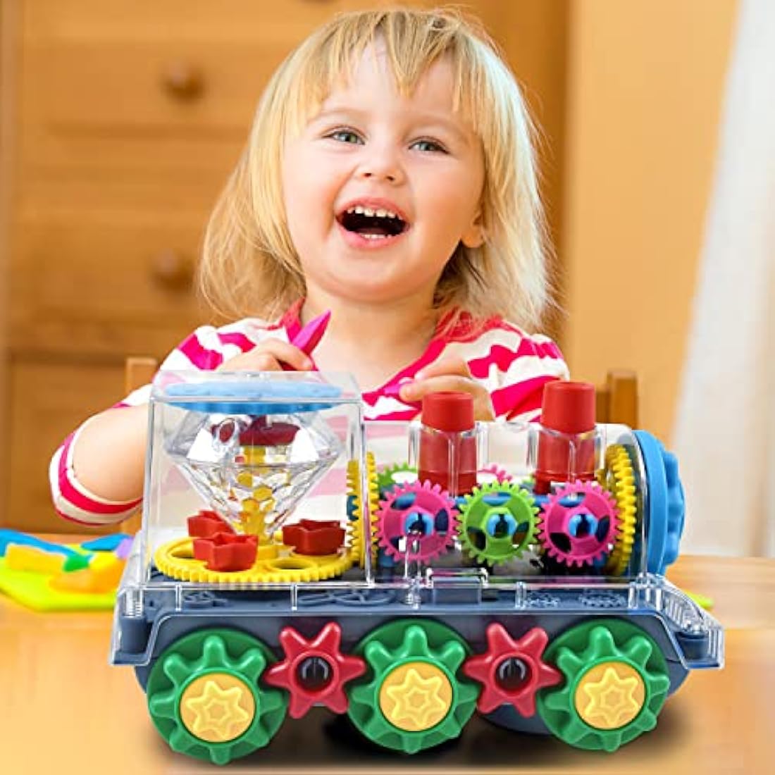 Tuko Transparent Gear Truck Toys – 4-Pack STEM Vehicle Set for Ages 3–8