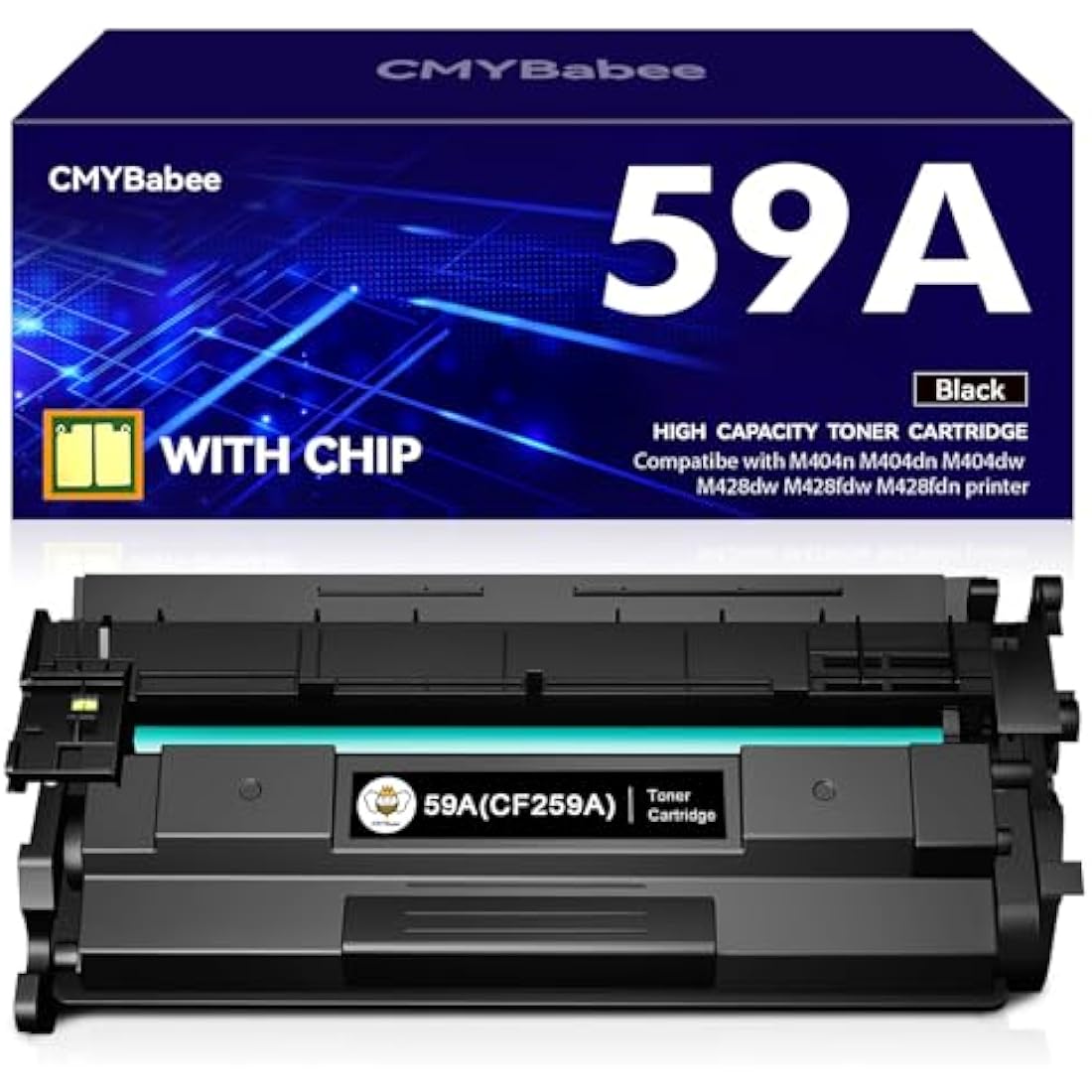 CMYBabee CF259A Black Toner with Chip for HP LaserJet Pro M404 M428 (1-Pack)