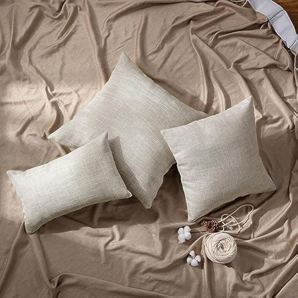 GONOVE Cotton Linen Cushion Covers 60x60cm – Set of 4 Decorative Beige