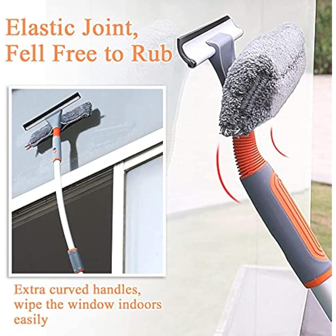 Baban 2-in-1 Window Squeegee Cleaner with 61'' Telescopic Extension Pole